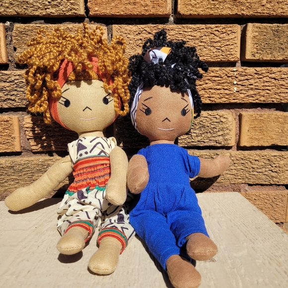 2 Harperlman Dolls Handmade Linen 14” Both No Shoes|The Darker One No Purse/Bag - Picture 2 of 7